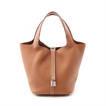 HERMES Picotin Lock MM Handbag W Taurillon Clemence Gold SHW
