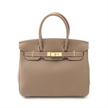 HERMES Birkin 30 Handbag W Togo leather Etoupe Grey Used GHW