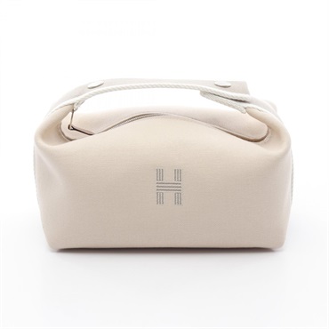 HERMES Bride a Brac PM Handbag pouch purse canvas Natural SHW