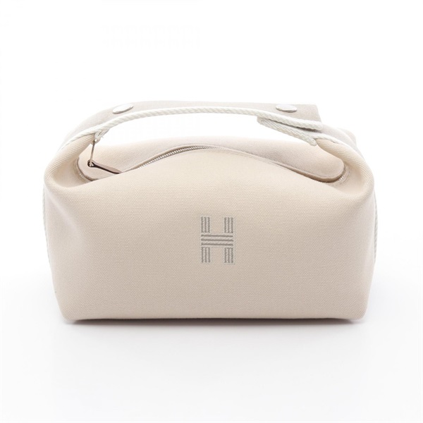 HERMES Bride a Brac PM Handbag pouch purse canvas Natural SHW