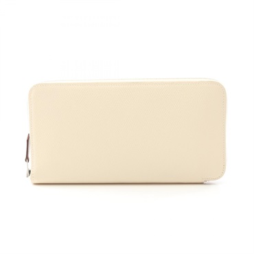 HERMES Azap long SilkIn Around long wallet purse Z Epsom White Nata Used SHW