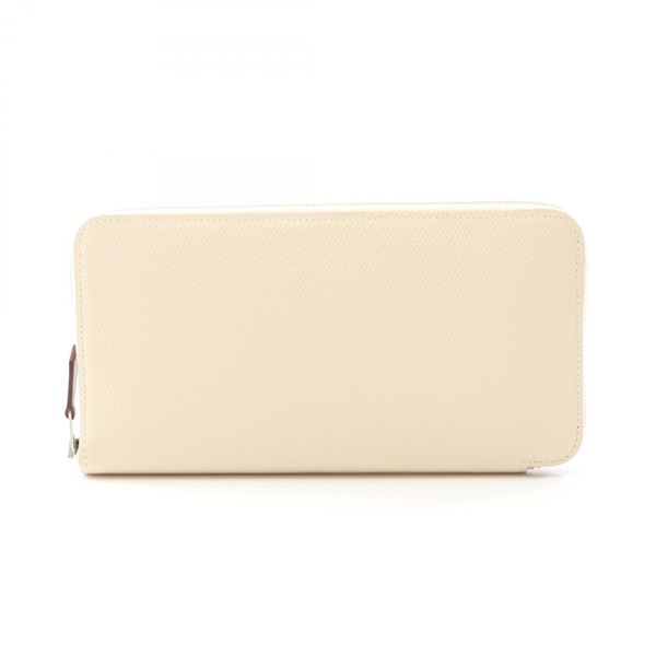 HERMES Azap long SilkIn Around long wallet purse Z Epsom White Nata Used SHW