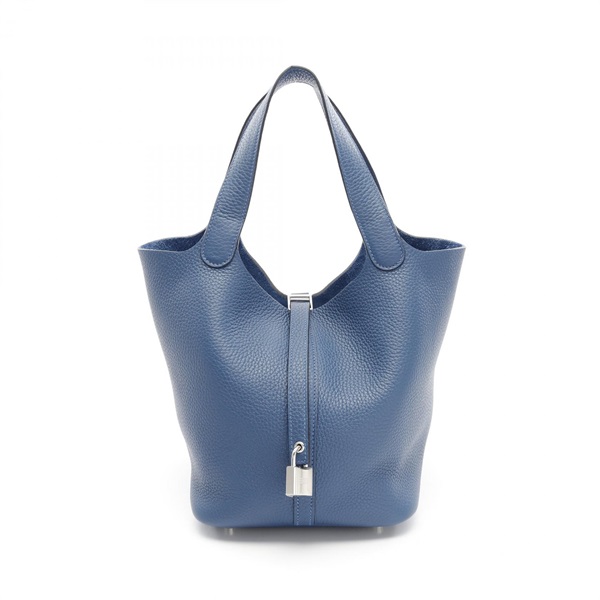 HERMES Picotin Lock MM Handbag K tote Taurillon Clemence Blue tie SHW