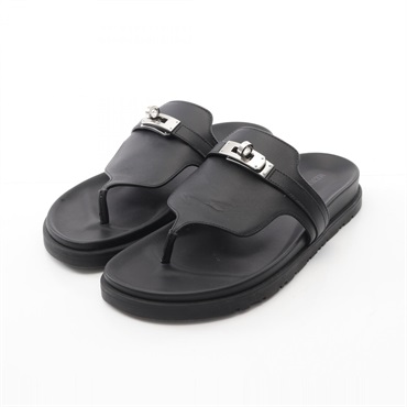 HERMES Empire Kelly Buckle Sandals shoes H221074Z leather Black Used Women #35.5