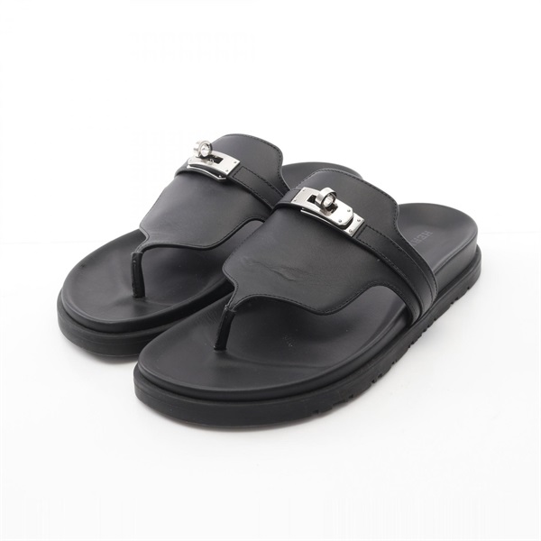 HERMES Empire Kelly Buckle Sandals shoes H221074Z leather Black Used Women #35.5