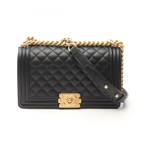 CHANEL Boy chanel Shoulder Bag A67086 leather Grained calfskin Black Used GHW CC
