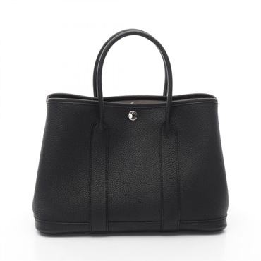 HERMES Garden party TPM Tote Bag W Negonda leather Black Used SHW