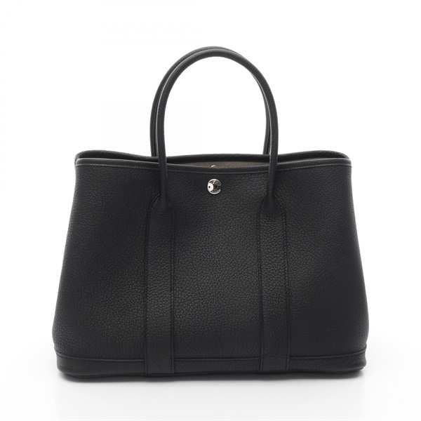 HERMES Garden party TPM Tote Bag W Negonda leather Black Used SHW