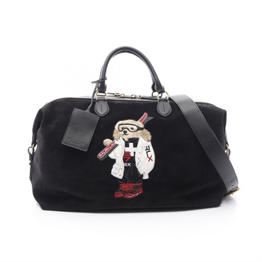RALPH LAUREN Polo Bear Hand Shoulder bag 437773438001 Suede leather Black Used