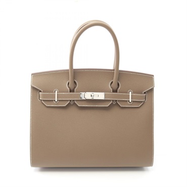 HERMES Birkin 30 Sellier Hand bag K Epsom leather Etoupe Grey Used SHW