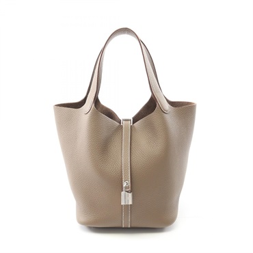 HERMES Picotin Lock MM Hand bag K Taurillon Clemence Brown SHW