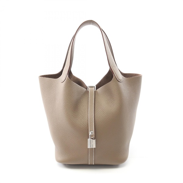 HERMES Picotin Lock MM Hand bag K Taurillon Clemence Brown SHW
