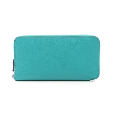 HERMES Azap long SilkIn Around long wallet purse X Epsom Blue paon Used SHW