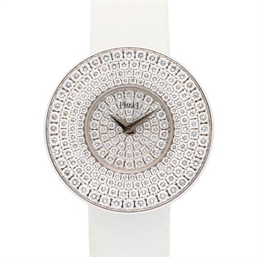 PIAGET Limelight Wrist Watch P10020 Quartz Diamond 18KWG Gold leather Used Women