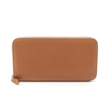 HERMES Azap Long Around zip wallet purse N Epsom Gold Used SHW
