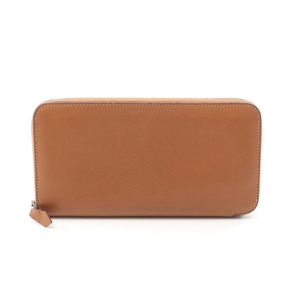 HERMES Azap Long Around zip wallet purse N Epsom Gold Used SHW
