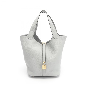 HERMES Picotin Lock MM Hand tote bag W Taurillon Clemence Blue pale GHW