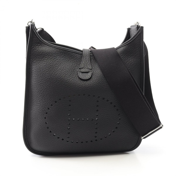 HERMES Evelyne 3 PM Shoulder crossbody Bag W Taurillon Clemence black SHW