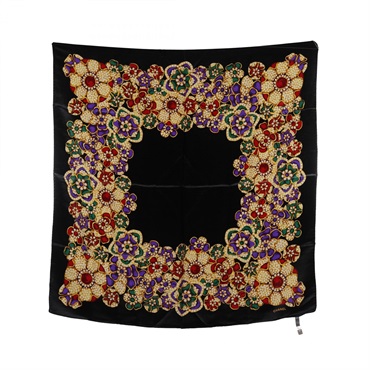 CHANEL Scarf silk Black Multicolor Used Women CC COCO