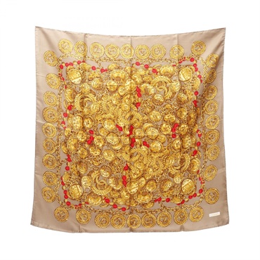 CHANEL COCO Mark Scarf silk Brown Multicolor Yellow Used Women CC