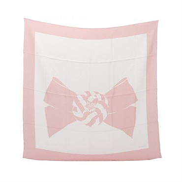 CHANEL Scarf silk White Pink Used Women CC COCO