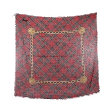 CHANEL COCO Mark Scarf silk cashmere Red Multicolor Used Women CC