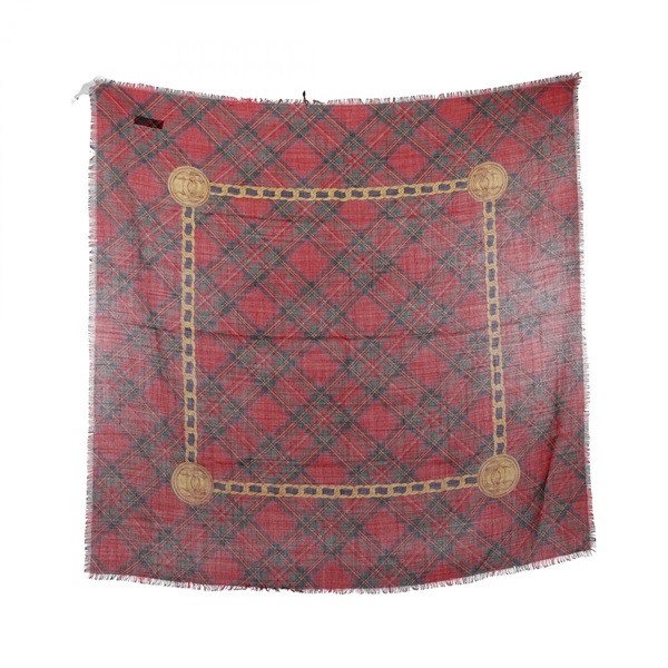 CHANEL COCO Mark Scarf silk cashmere Red Multicolor Used Women CC