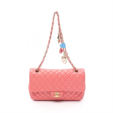 CHANEL Matelasse Shoulder Bag A01112 Lambskin sheep leather Pink Used Women GHW