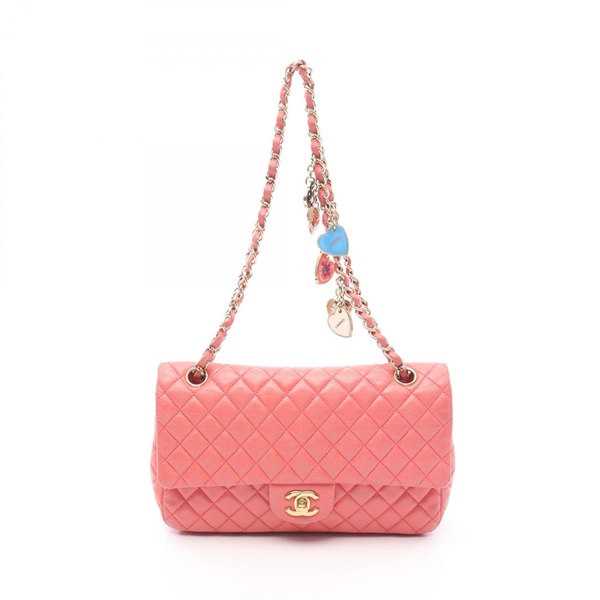 CHANEL Matelasse Shoulder Bag A01112 Lambskin sheep leather Pink Used Women GHW