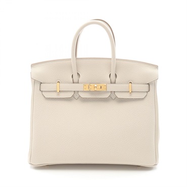 HERMES Birkin 25 Hand bag W Togo leather craie Used GHW