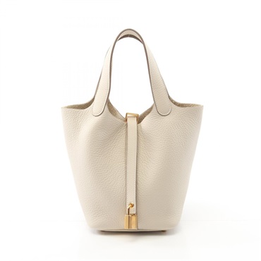 HERMES Picotin Lock PM Handbag Clemence leather White Cle Used Women GHW K