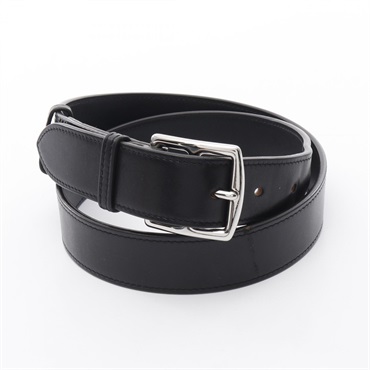 HERMES Etriviere Belt Barenia leather Black Used mens SHW B