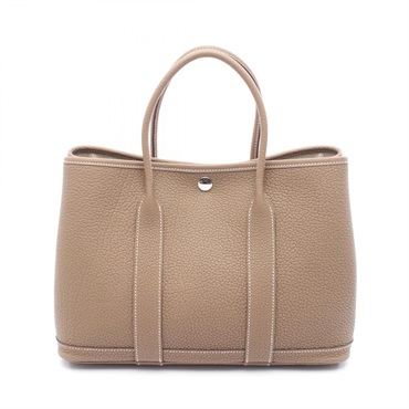 HERMES Garden party TPM Tote Bag Negonda leathe Brown Etoupe Grey Used K SHW