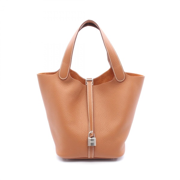 HERMES Picotin Lock MM Hand bag K Taurillon Clemence Gold SHW