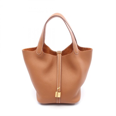 HERMES Picotin Lock MM Hand tote bag K Taurillon Clemence Gold Used GHW