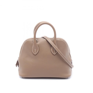 HERMES Bolide1923 Mini Hand crossbody bag K Evercolor leather Etoupe Grey SHW