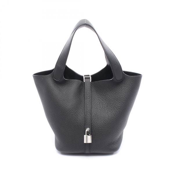 HERMES Picotin Lock MM Hand tote bag W Taurillon Clemence Black Used SHW