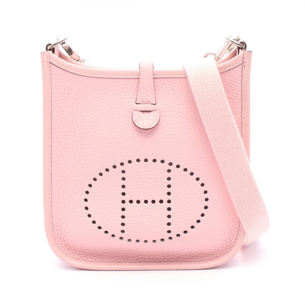 HERMES Evelyne TPM Shoulder crossbody Bag X Taurillon Clemence Rose sakura SHW