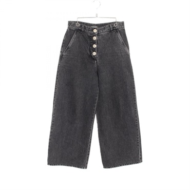 CHANEL Denim Pants P64403V Cotton Gray Used Women 36
