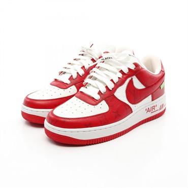LOUIS VUITTON× Air Force1 Low Monogram sneakers leather White Red Used 6 1/2 LV