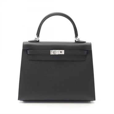 HERMES Kelly 25 Hand shoulder bag K outside Outside stitched Epsom Black SHW