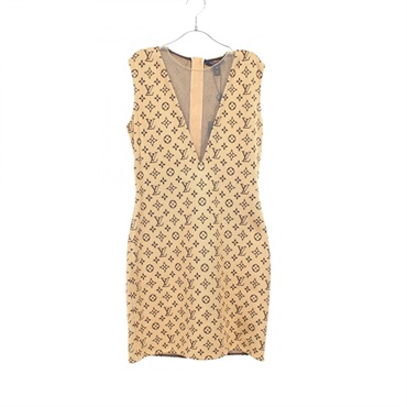 LOUIS VUITTON Monogram Dress RW241WD DTJ FQDR33 Rayon Brown Used Women 38