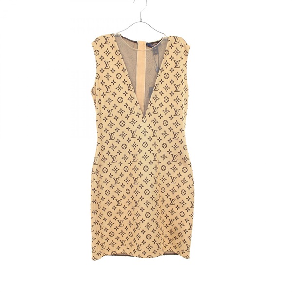 LOUIS VUITTON Monogram Dress RW241WD DTJ FQDR33 Rayon Brown Used Women 38