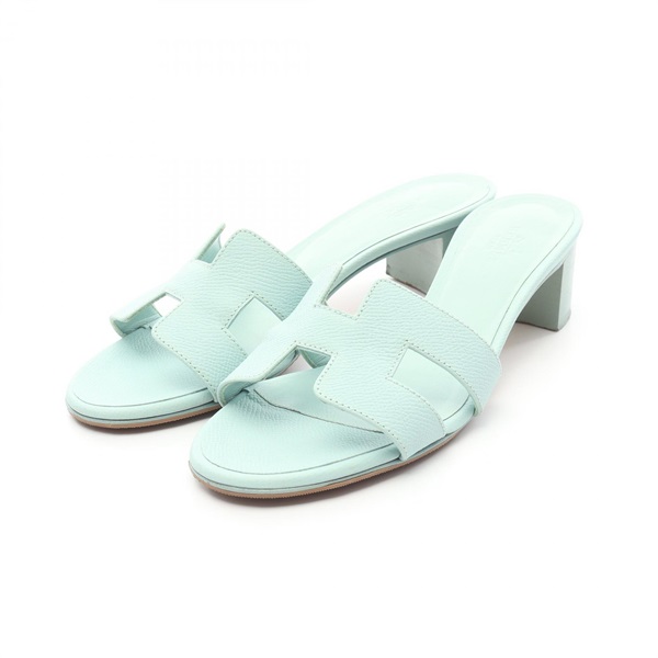 HERMES Oasis Sandals Shoes leather Blue Used Women size 36 1/2