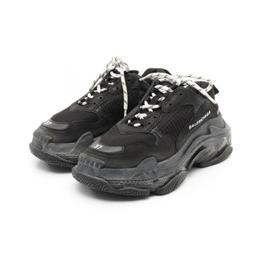 BALENCIAGA Triple S CLEAR SOLE sneakers 544351 Leather Black Used Women Size 37