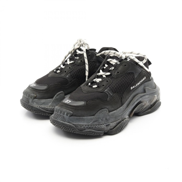 BALENCIAGA Triple S CLEAR SOLE sneakers 544351 Leather Black Used Women Size 37