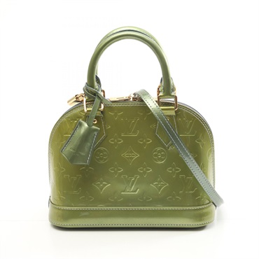 LOUIS VUITTON Alma BB Shoulder Handbag M91557 Vernis leather Blue Jivre Used LV