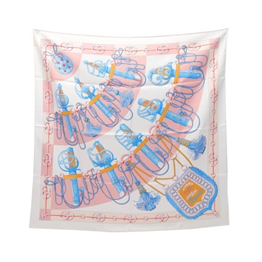 HERMES Carre90 CLIQUETIS Scarf Silk White Multicolor Used Women