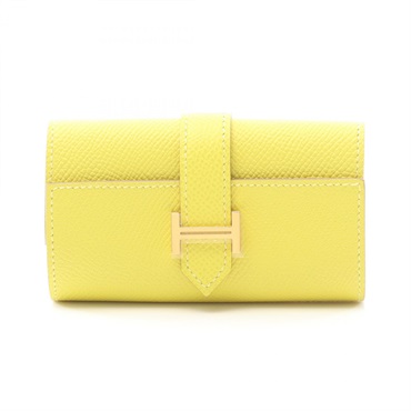 HERMES Bearn Key Holder U Epsom Leather Jaune de Naples Yellow GHW Used Women