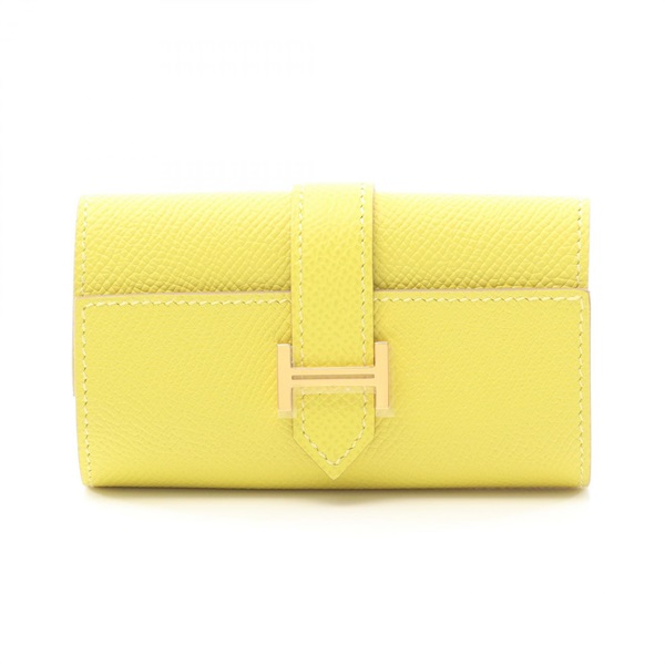 HERMES Bearn Key Holder U Epsom Leather Jaune de Naples Yellow GHW Used Women